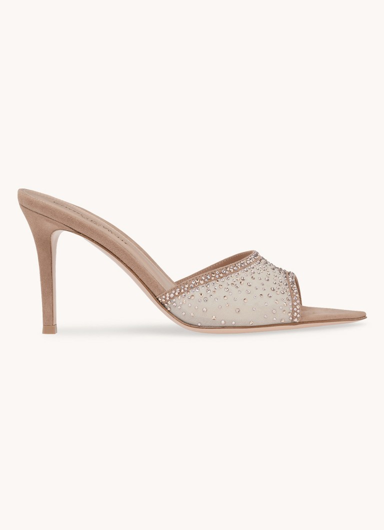 Gianvito Rossi Rania 85 suede mule with rhinestones