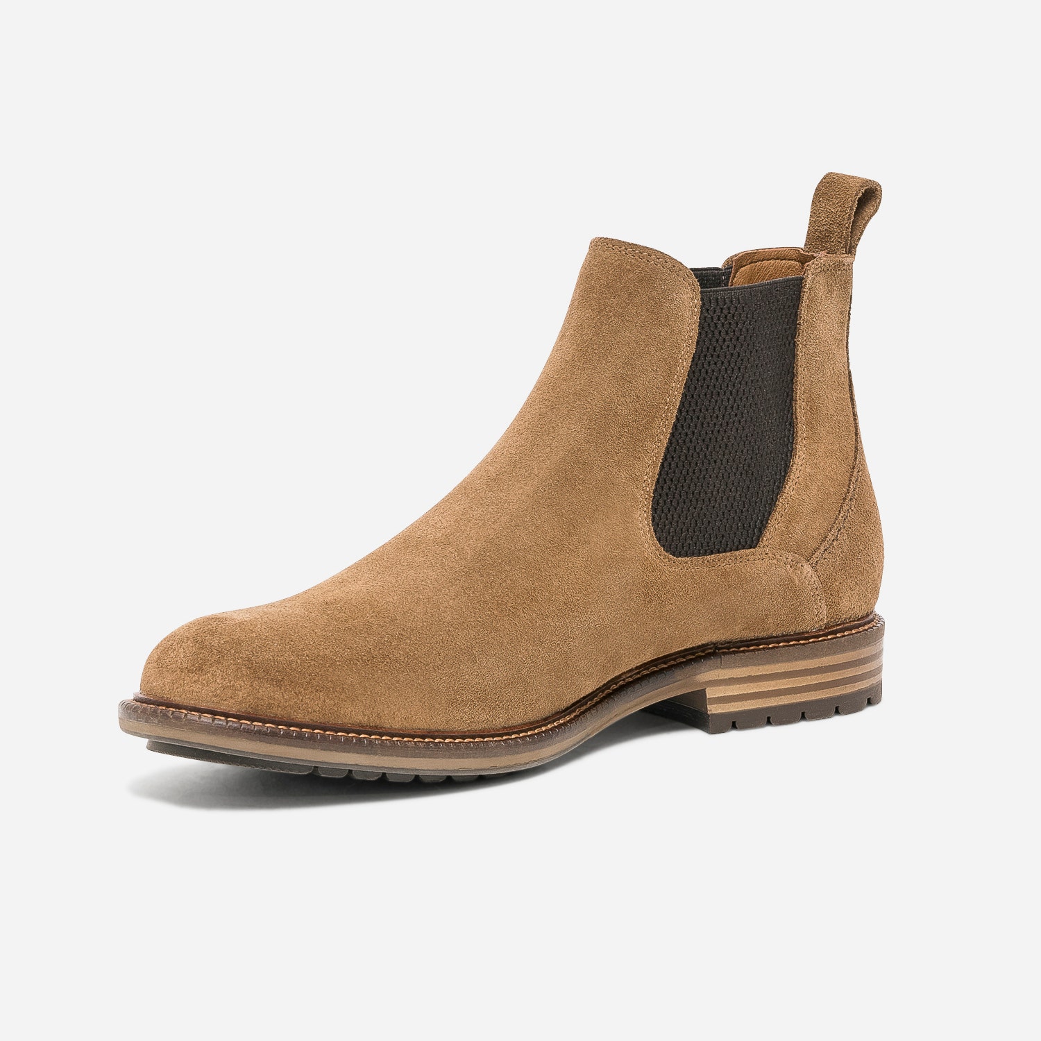 Chelsea boots camel en cuir velours