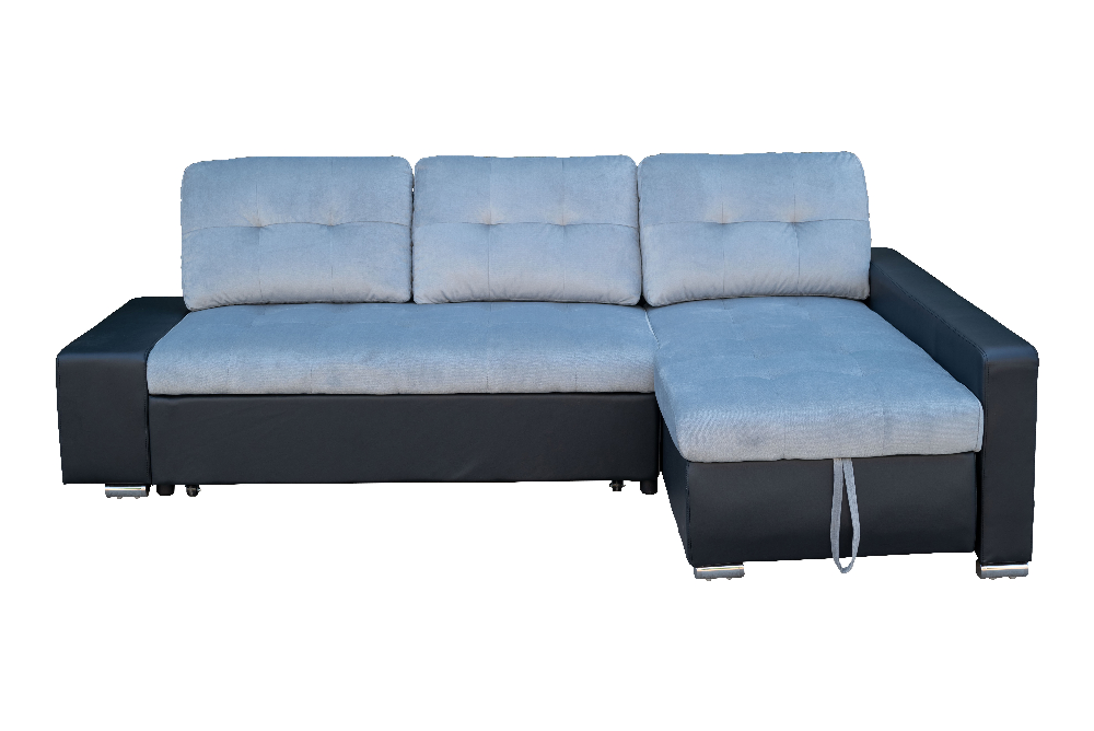 Happy Home Ecksofa Sofabett mit Stauraum und Bettfunktion schwarz Lederoptik