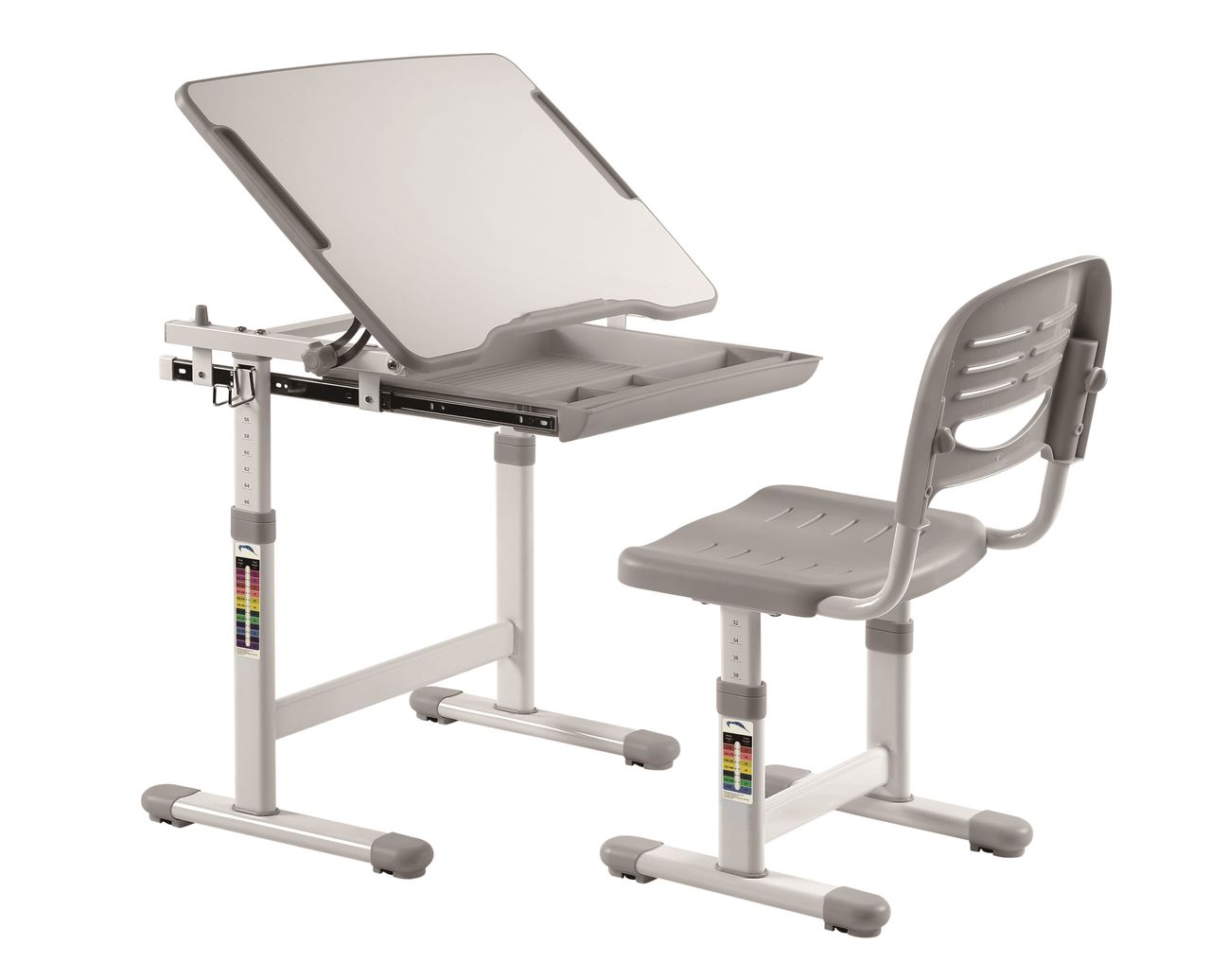 VIPACK COMFORTLINE höhenverstellbarer Schreibtisch inkl. Schreibtischstuhl 201 GRAU