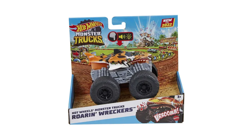 Hot Wheels Monster Trucks Roarin’ Wreckers Trucks mit Licht- und Geräuscheffekten, 1 Stück, sortiert