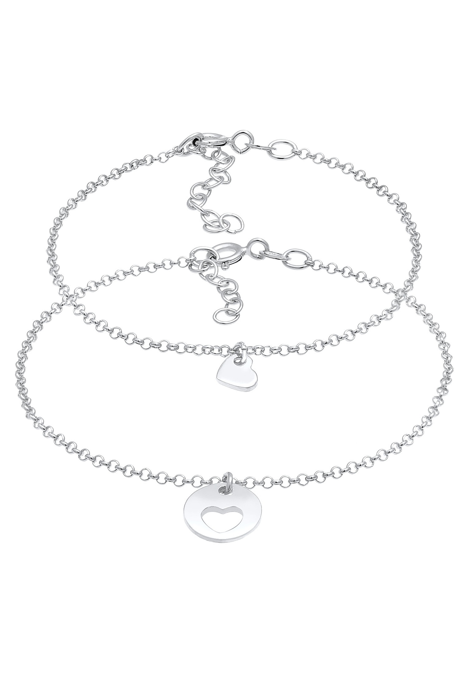 Elli Armband Herz Mutter Tochter Plättchen Cut Out 925 Silber