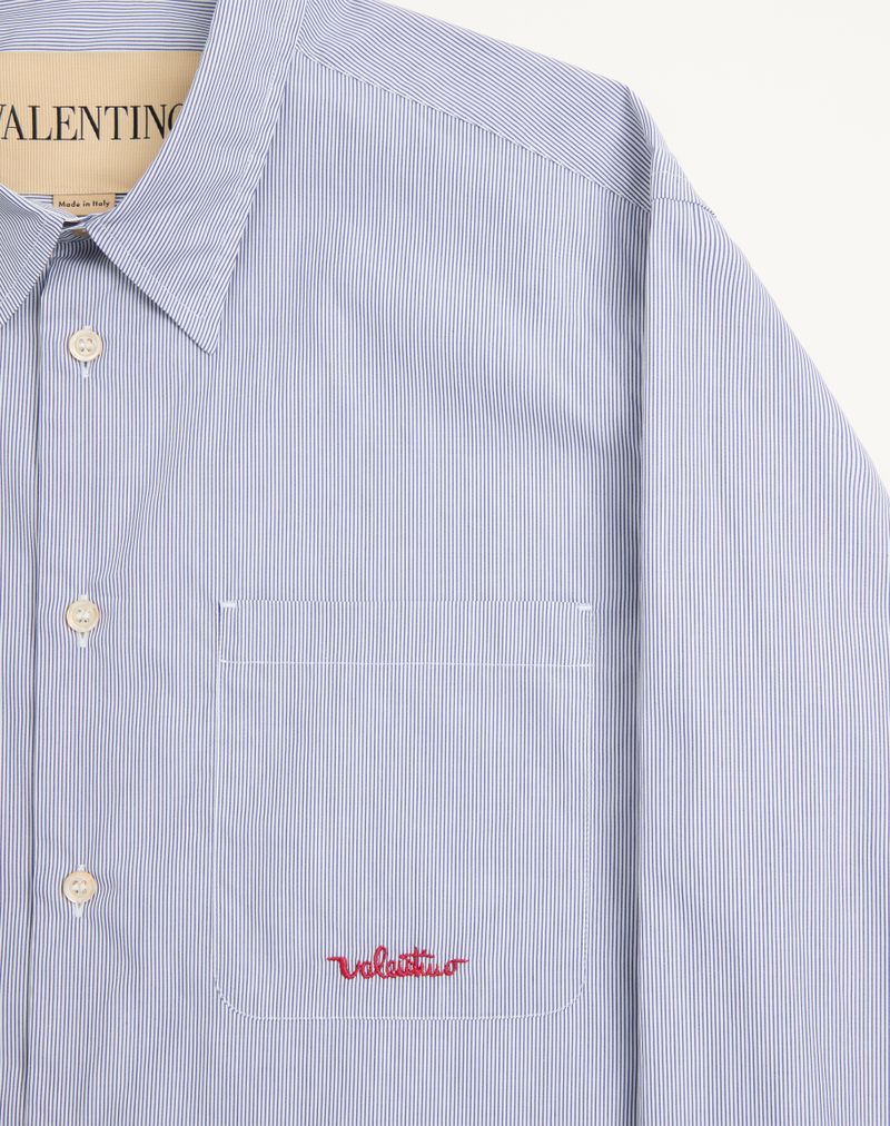 Camisa Valentino de algodão listrado com bordado Valentino
