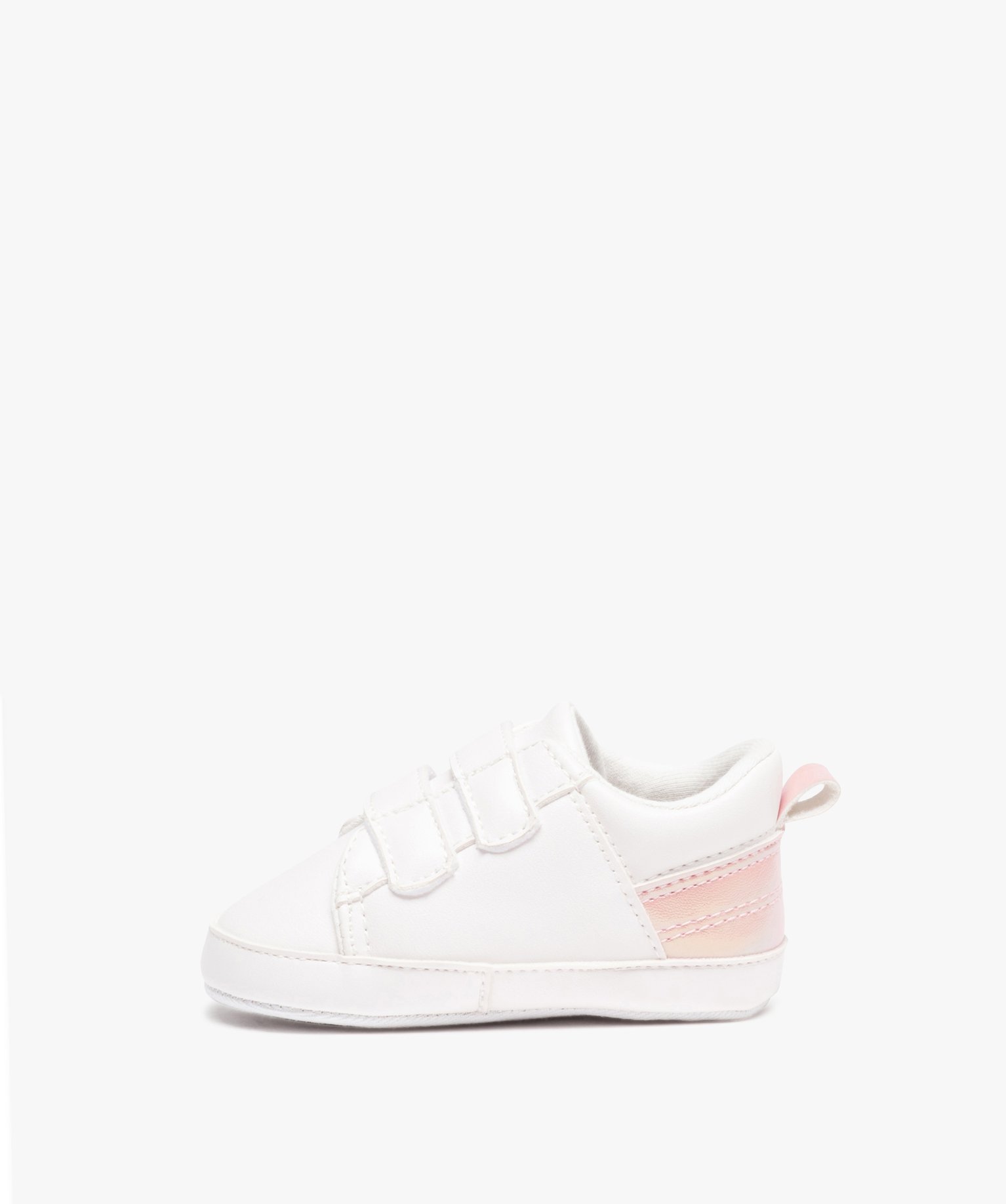 Baskets naissance bébé fille à scratch avec détails scin... blanc | GEMO