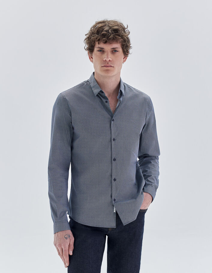 Chemise SLIM marine minimaliste EASY CARE Homme