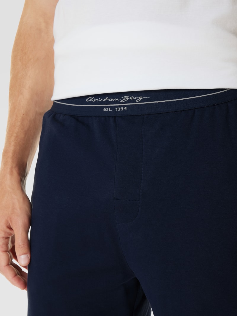 Pyjama mit Rundhalsausschnitt in marineblau