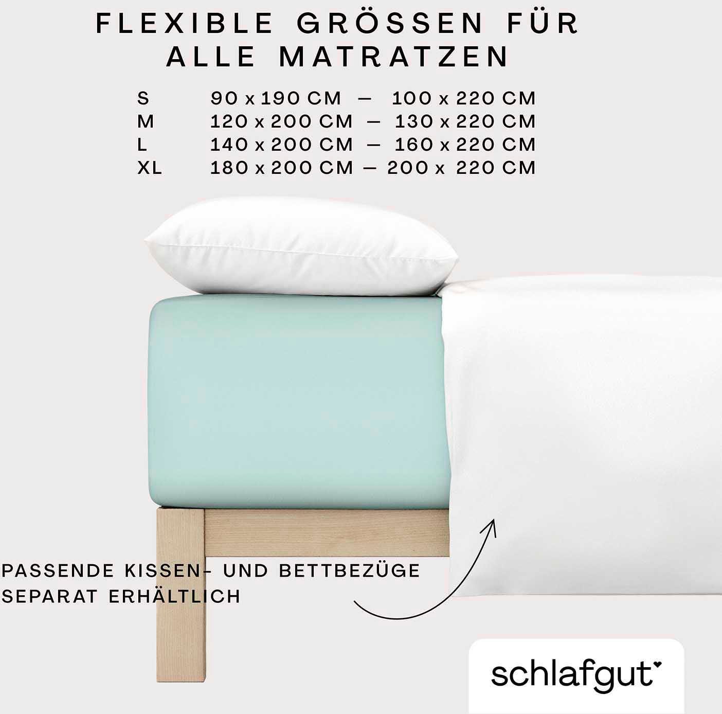 Spannbettlaken PURE BOXSPRING in Gr. 90x200, 140x200 oder 180x200, für Boxspringbett, Schlafgut, Jersey-Elasthan, Gummizug: rundum, (1 Stück), aus Bio-Baumwolle, für Matratzen bis 40 cm Höhe, Bettlaken