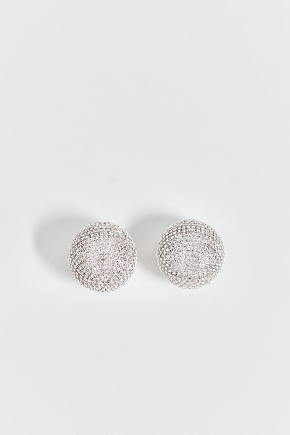 Pave silver ball earrings
