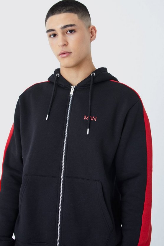 Slim-Fit Original Man Hoodie-Trainingsanzug mit Reißverschluss