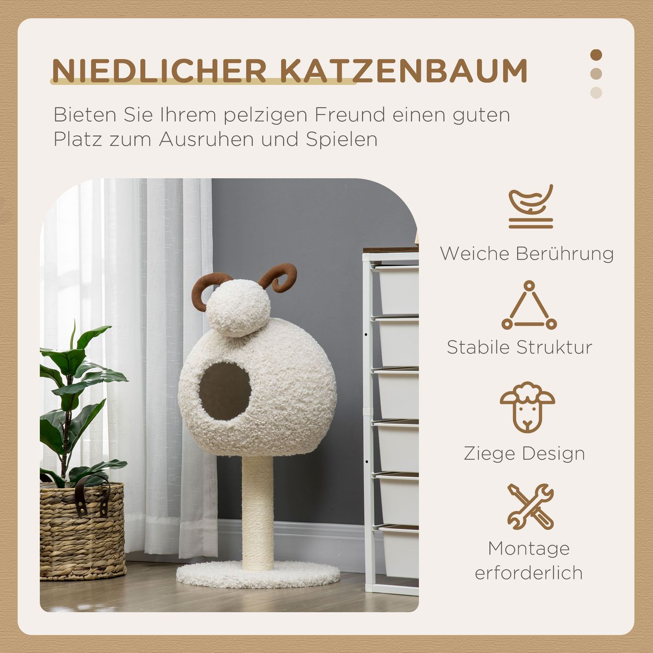 PawHut Kratzbaum, Katzenbaum, Katzenkratzbaum, Kletterbaum mit Katzenhöhle