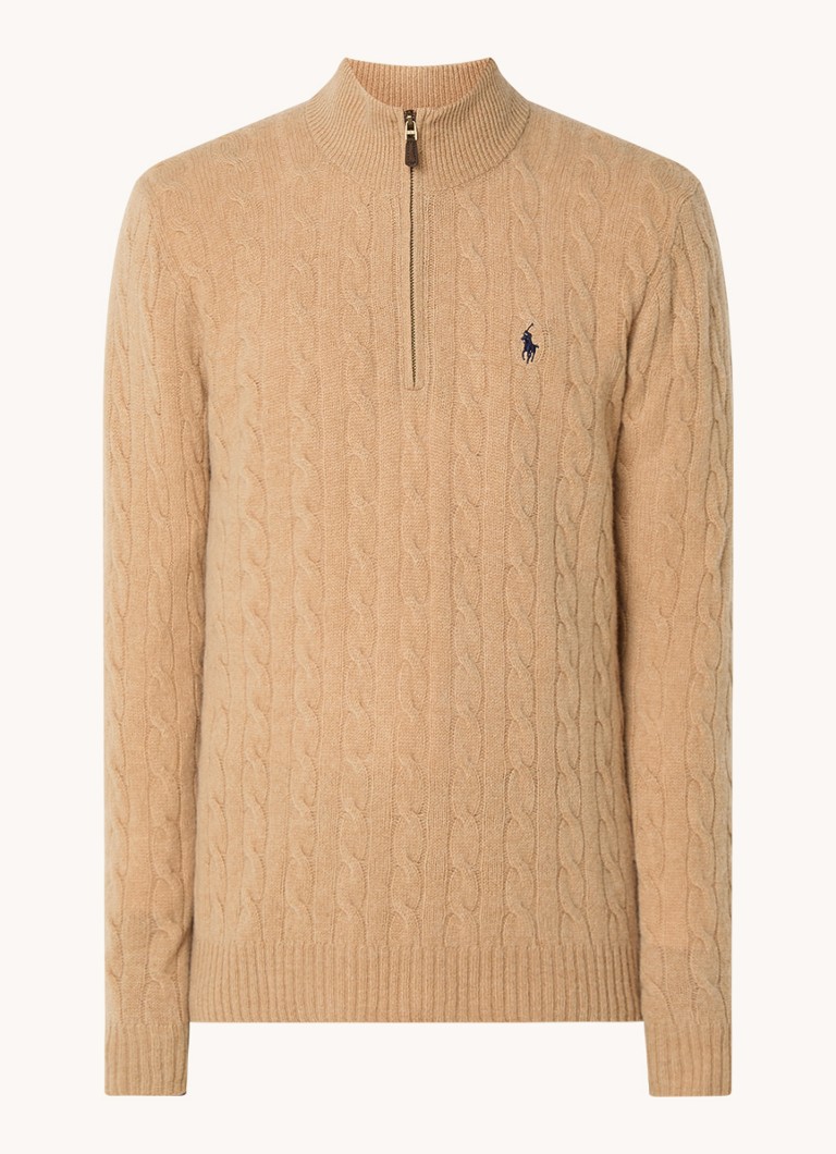 Ralph Lauren Cable-knit sweater in cashmere blend with half zip
