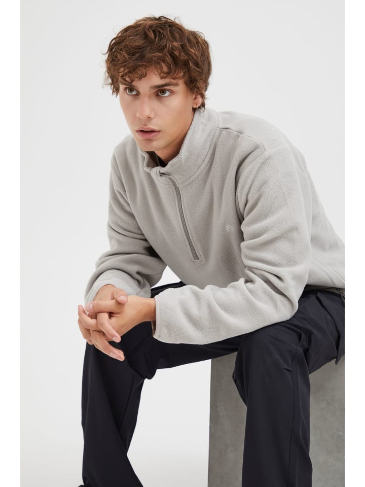 North Bend Troyer NBCotas M 233866MMM Atmungsaktiver Fleecepullover mit Troyer Kragen in Grau günstig kaufen