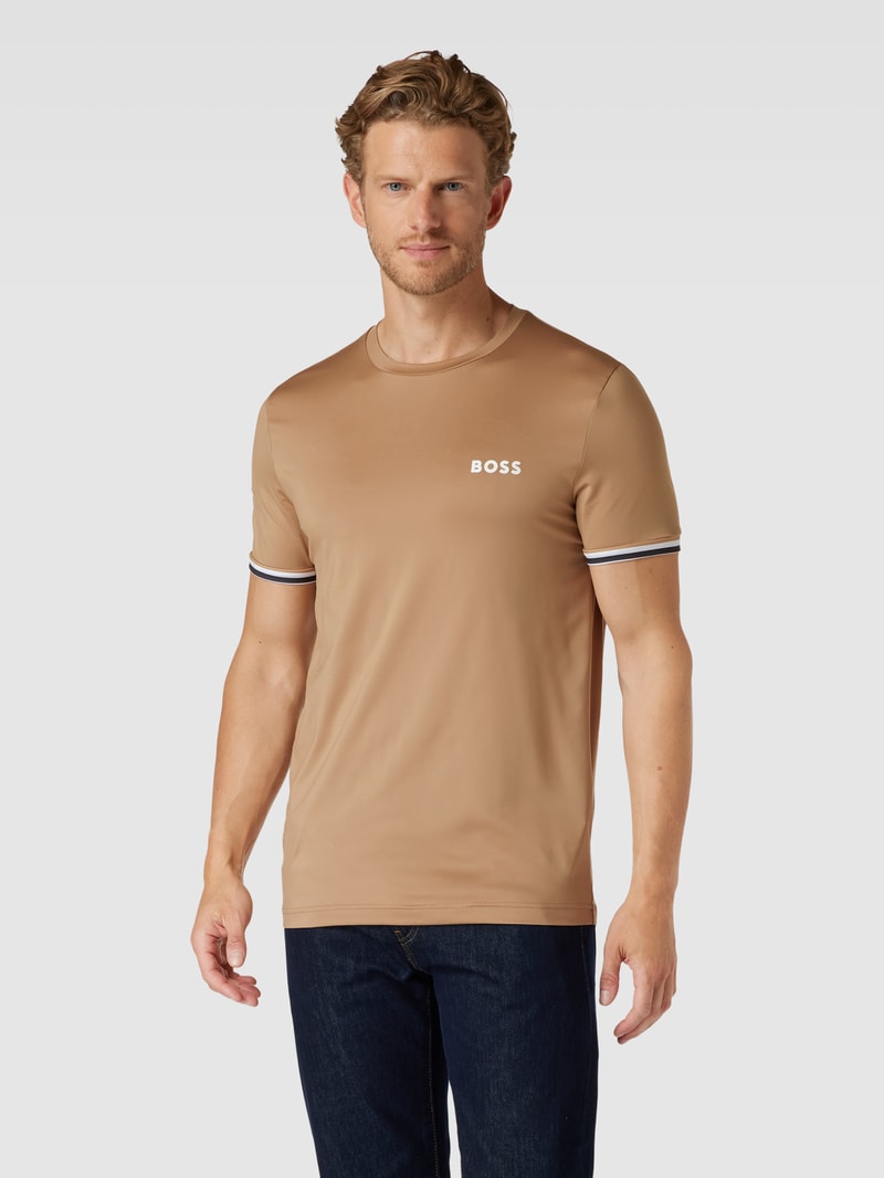 T-Shirt mit Label-Print in beige