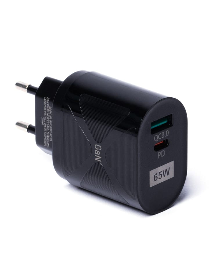 Wozinsky 65W GaN-Ladegerät mit USB-Anschlüssen Schwarz in Schwarz günstig kaufen onesize