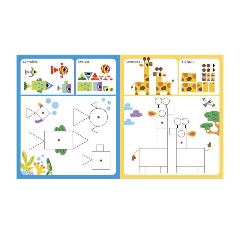 Pochette Les formes géométriques, Les animaux 190 gommettes pour la maternelle - Lito