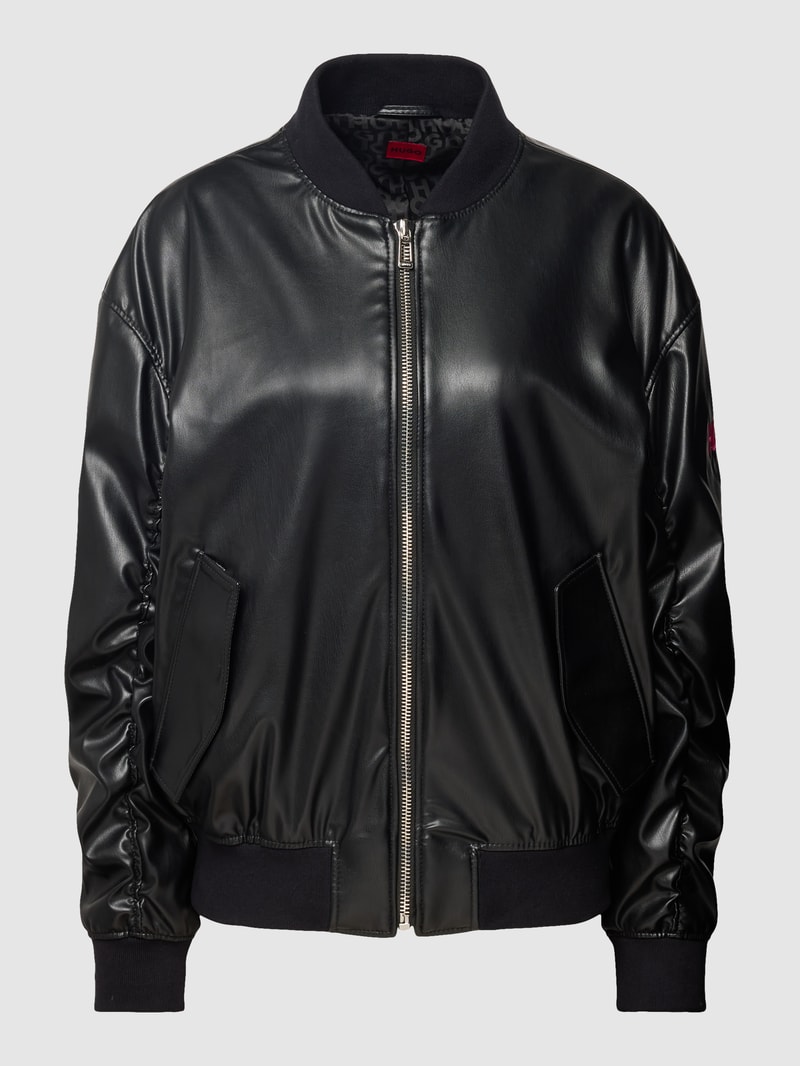 HUGO X P&C - Bomberjacke mit Label-Stitching in schwarz