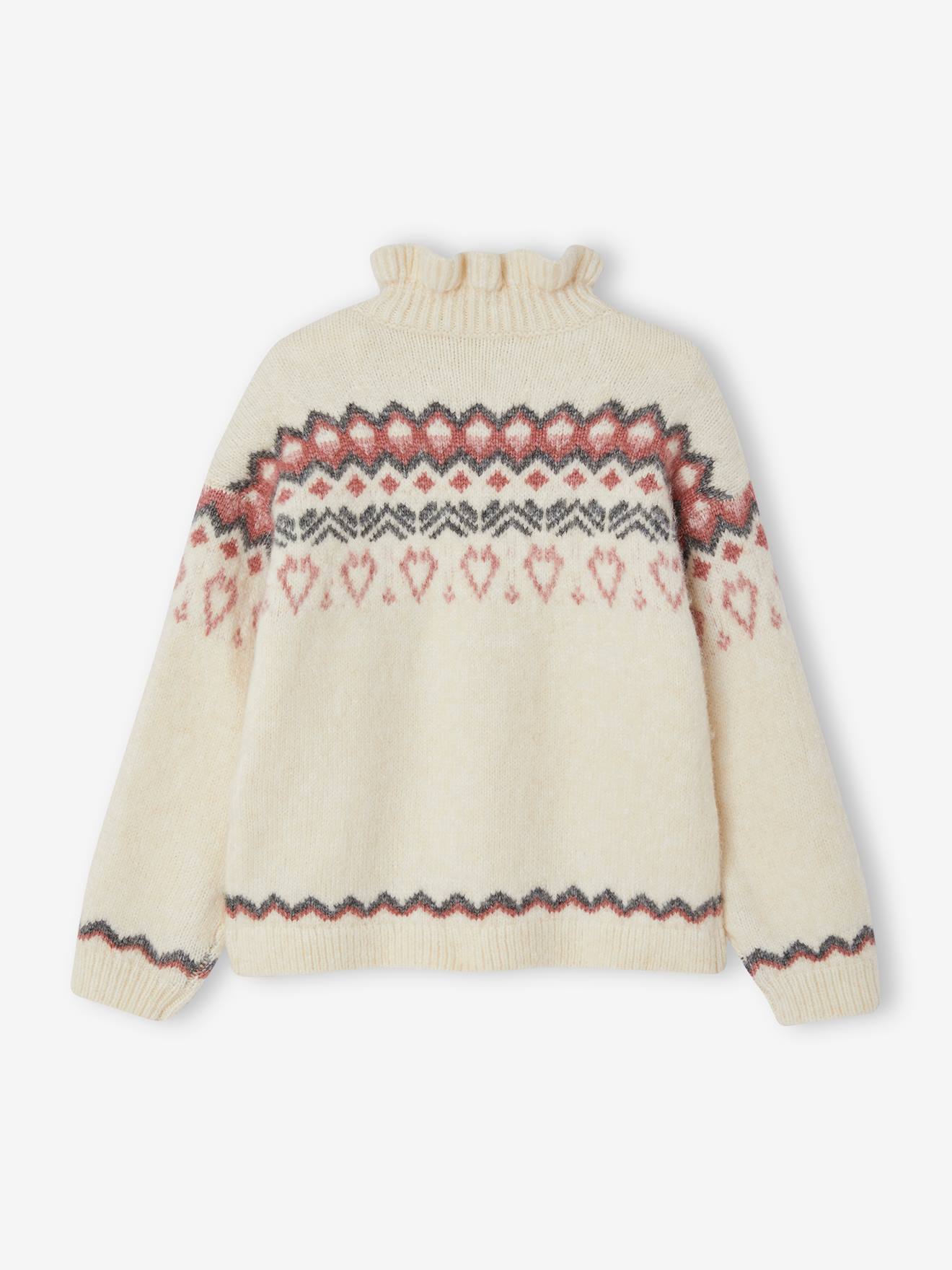 Vertbaudet Mädchen Jacquard-Pullover - beige meliert