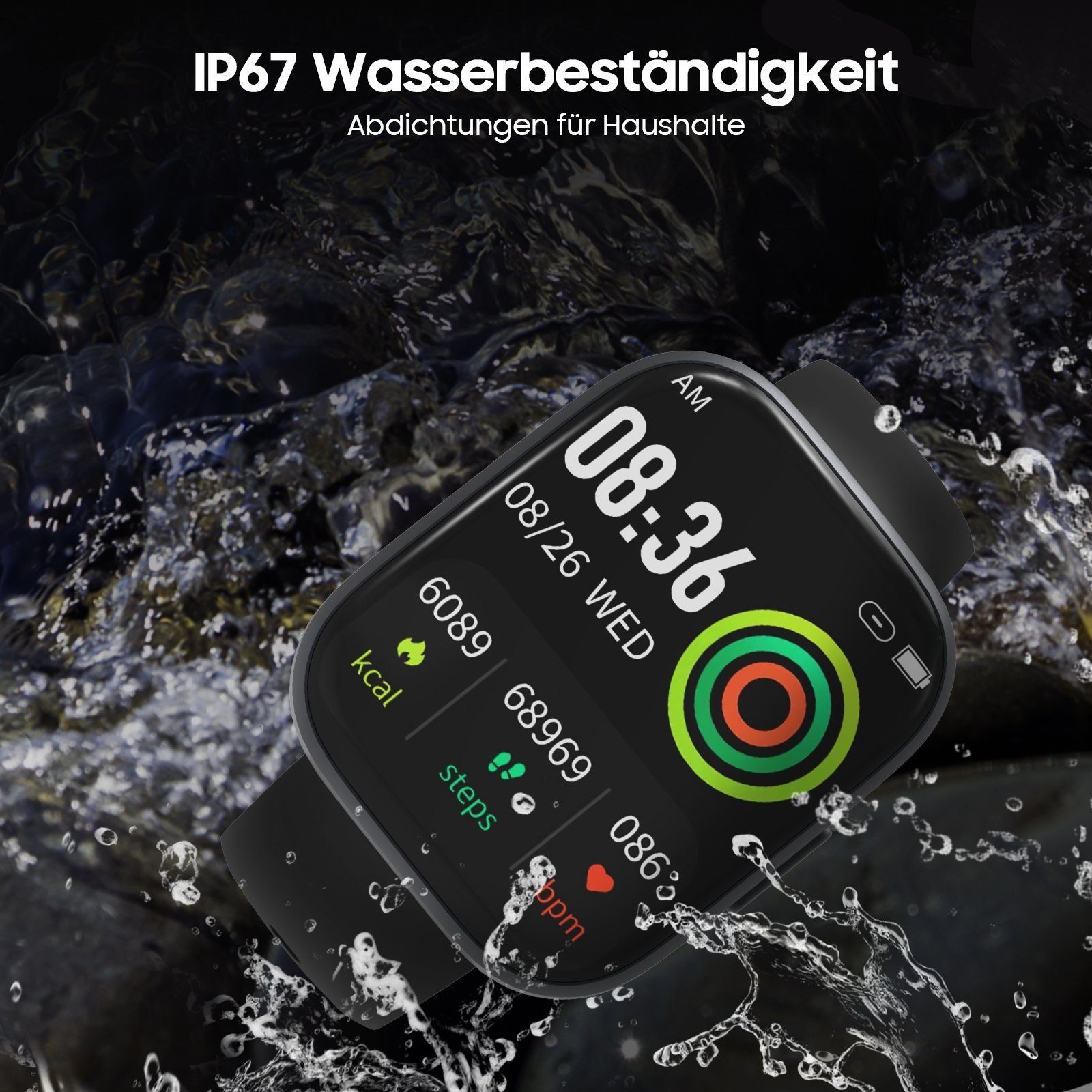iceagle Smartwatch,Fitnessuhr Tracker mit Telefonfunktion 1.96