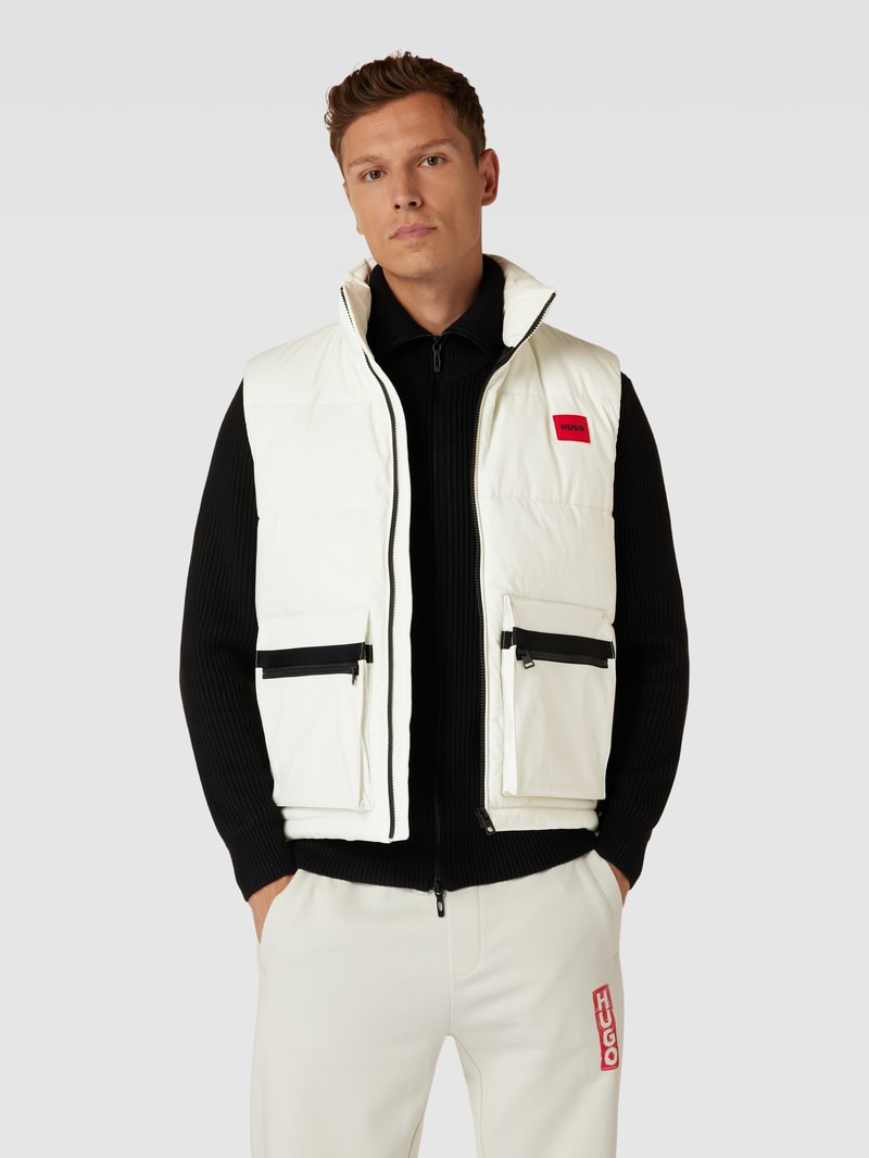 Steppweste mit Label-Patch Modell 'Baltino' in offwhite