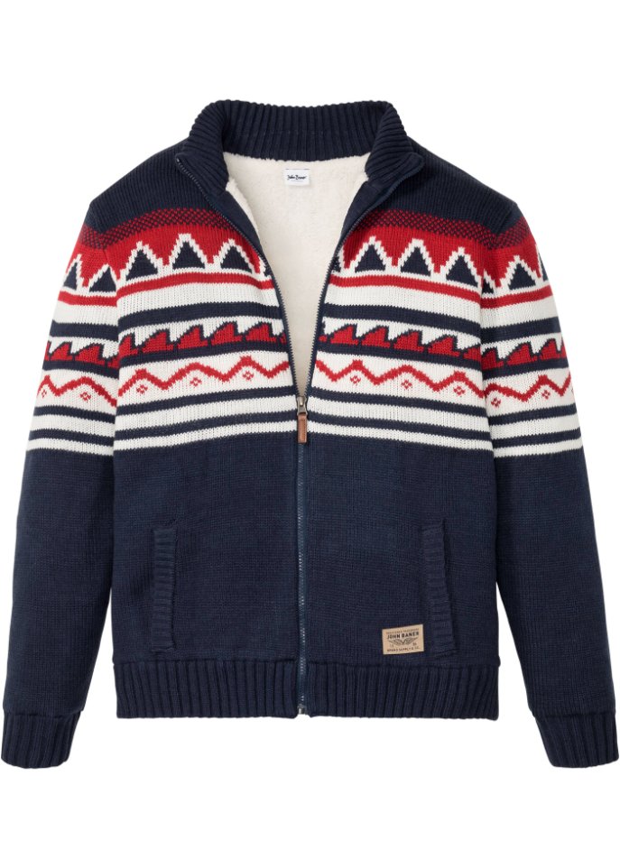 Norweger-Strickjacke mit Fleecefutter