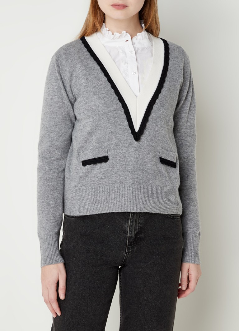 Sandro Fine-knit cashmere blend pullover with V-neck