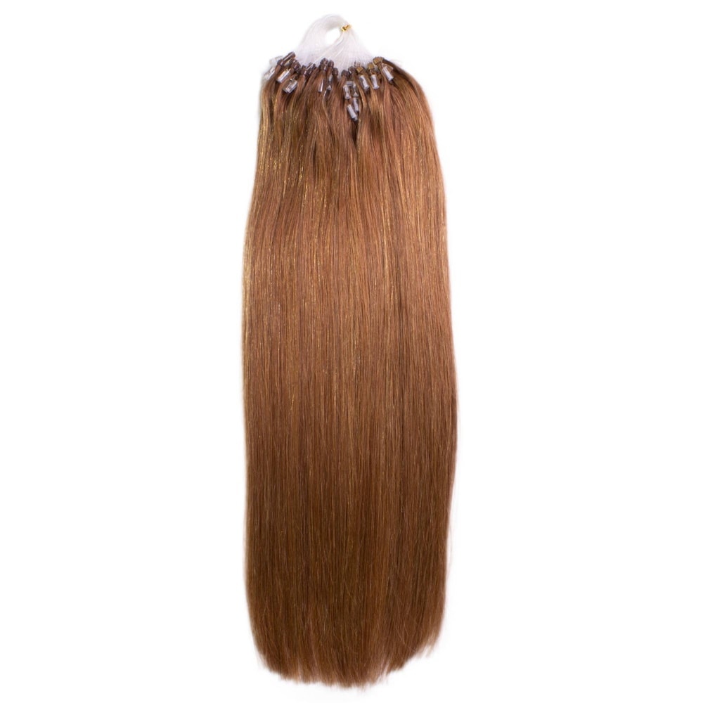 hair2heart Extensions à froid Microring Premium cheveux naturels #8 Marron clair 0.5g extensions