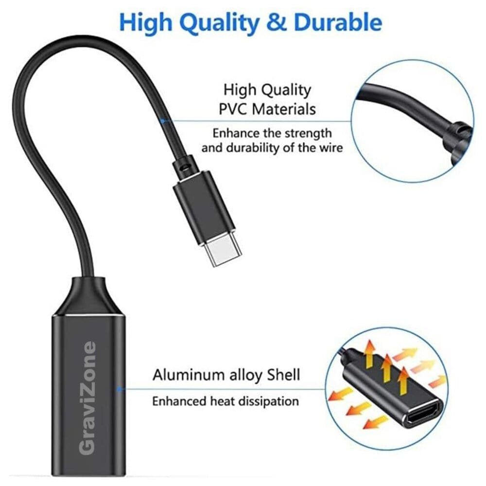 Gravizone Usbc zu Hdmi Adapter PC Laptop Notebook HDMI-Adapter Usb Typ C zu Hdmi