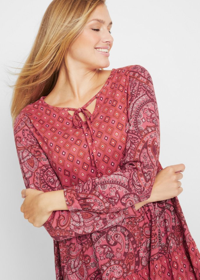 Kurzes Jerseykleid aus Baumwoll- Viskose Mischung, A-Linie