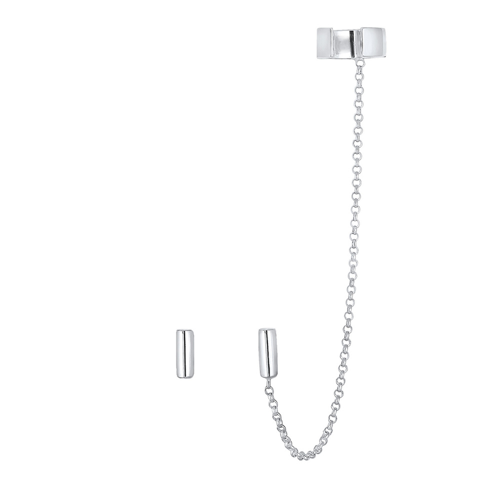 Elli Elli Boucles d'Oreilles Femmes Earcuff Pince Asymétrique Minimaliste Géo en Argen Boucles d'oreilles