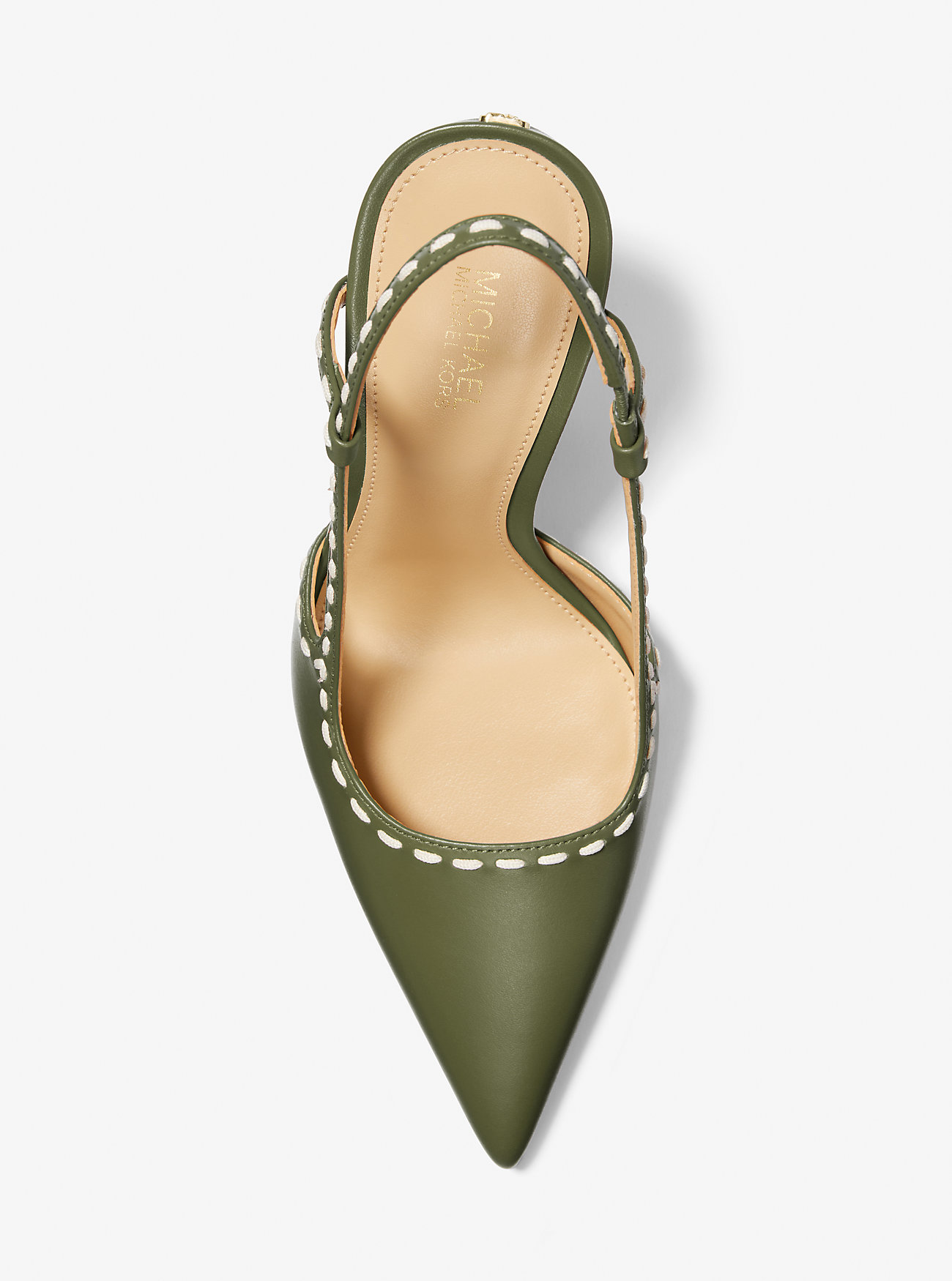 Alora Hand-Stitched Leather Slingback Pump - SMOKEY OLIVE