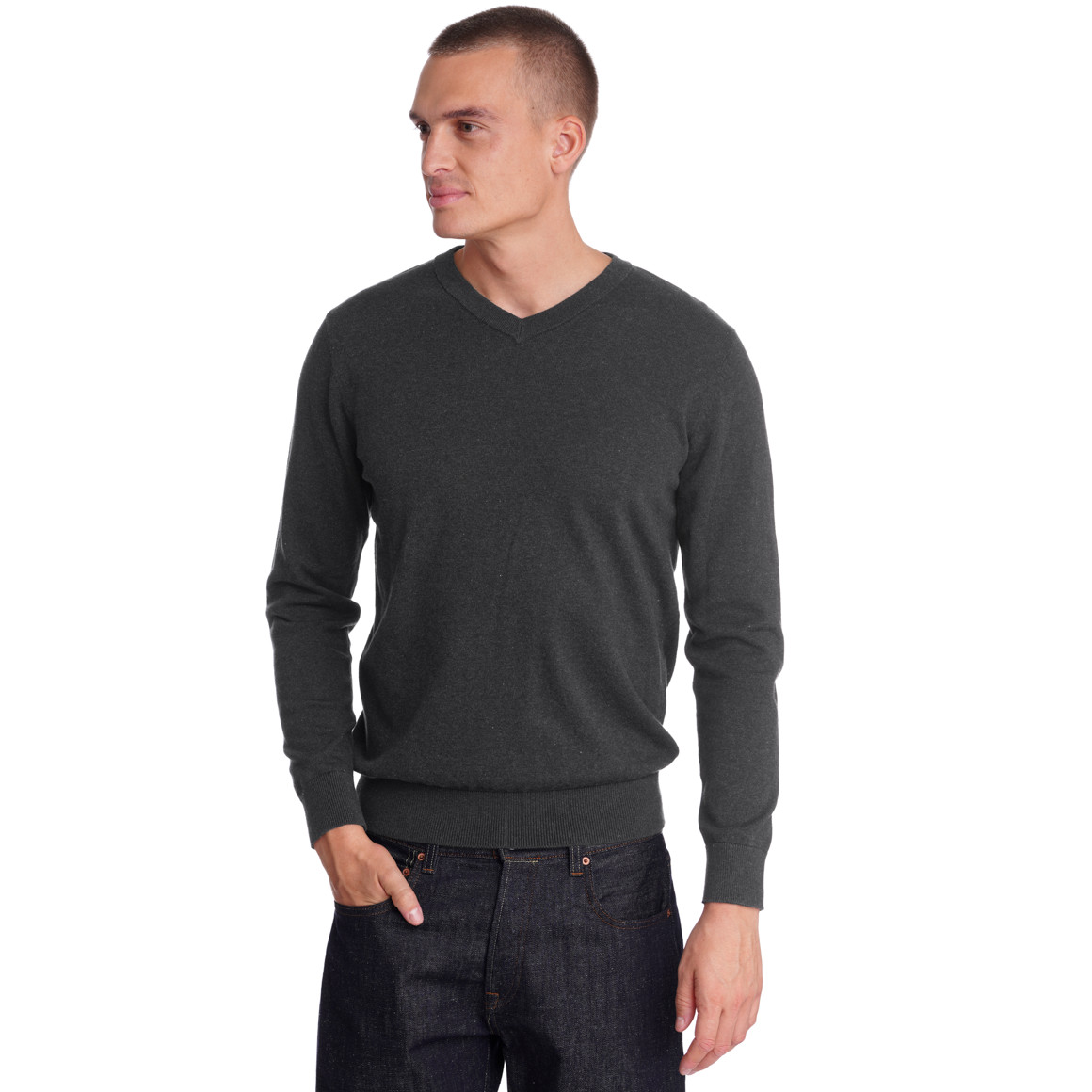 Herren Feinstrickpullover mit V-Ausschnitt