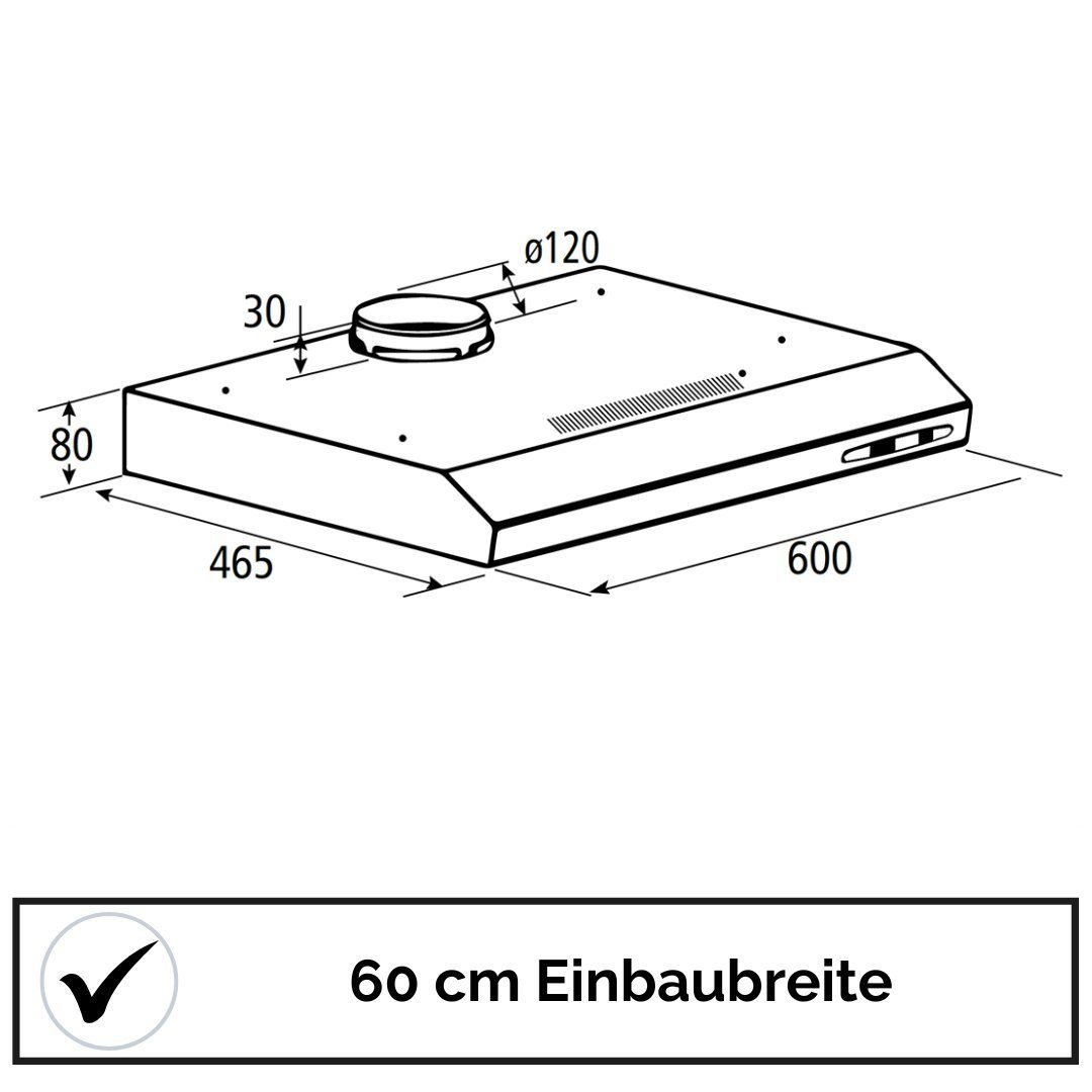 YUNA Unterbauhaube YUNA Milena KUBH 60210 Unterbauhaube MIT Kohlefilter