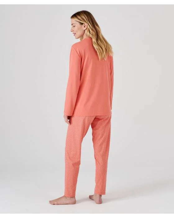 Pyjama-tunique en pur coton peigné, manches longues