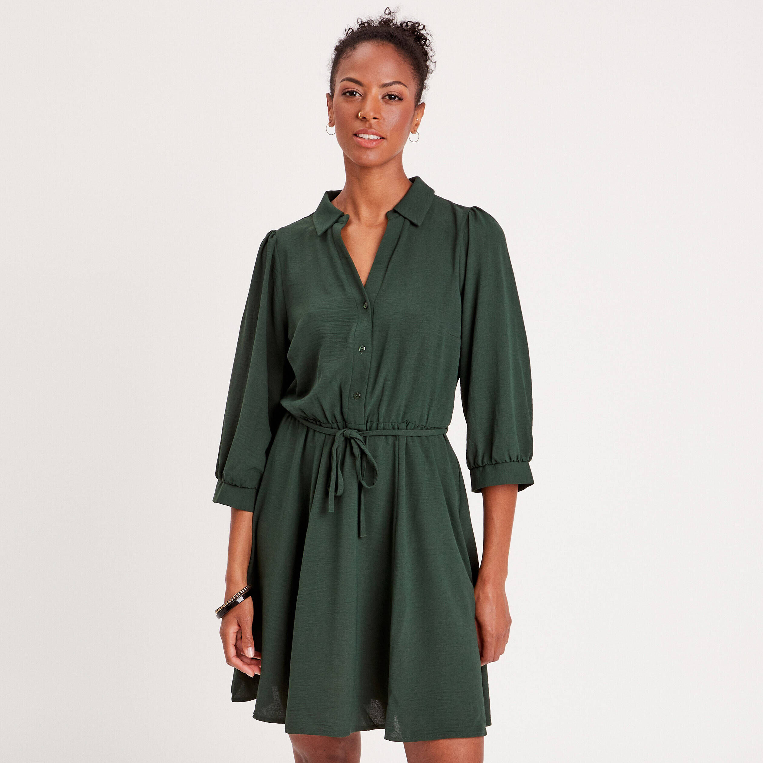 Robe patineuse fluide vert femme | Cache Cache