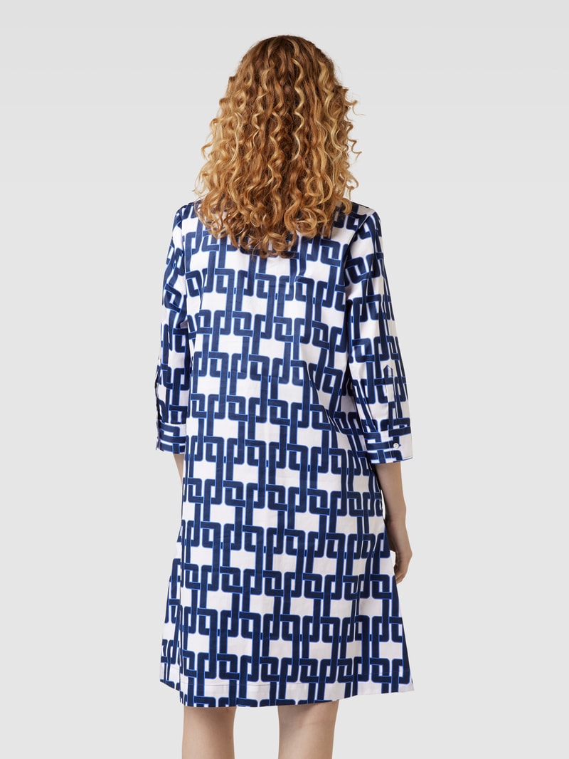 Hemdblusenkleid aus Baumwolle mit Allover-Print in dunkelblau