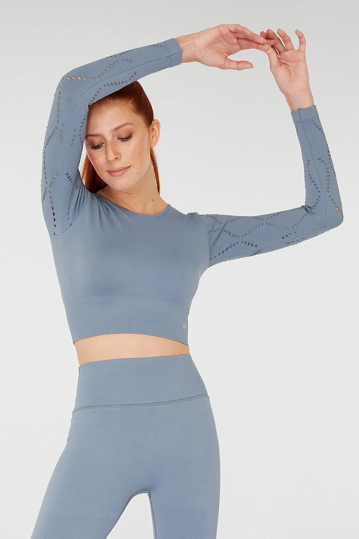 Jerf  Naples Langarm-Crop-Top Econyl Stone