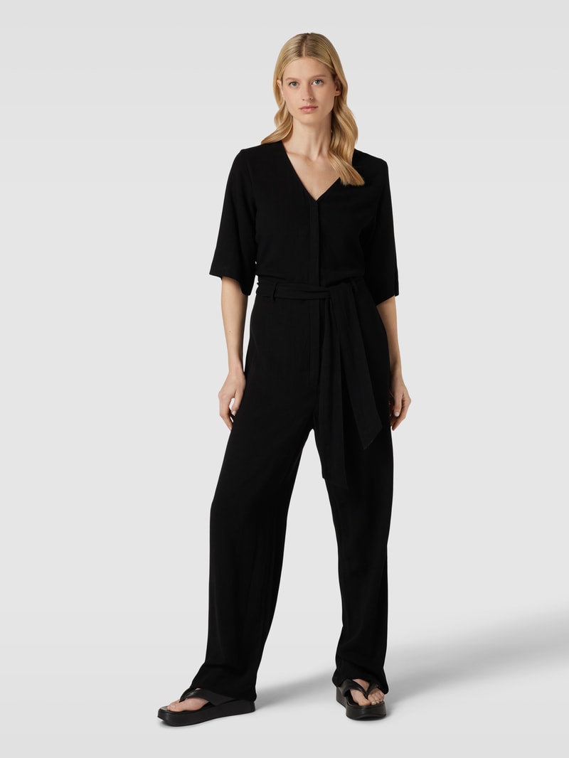 Jumpsuit mit V-Ausschnitt Modell 'VIVA' in schwarz