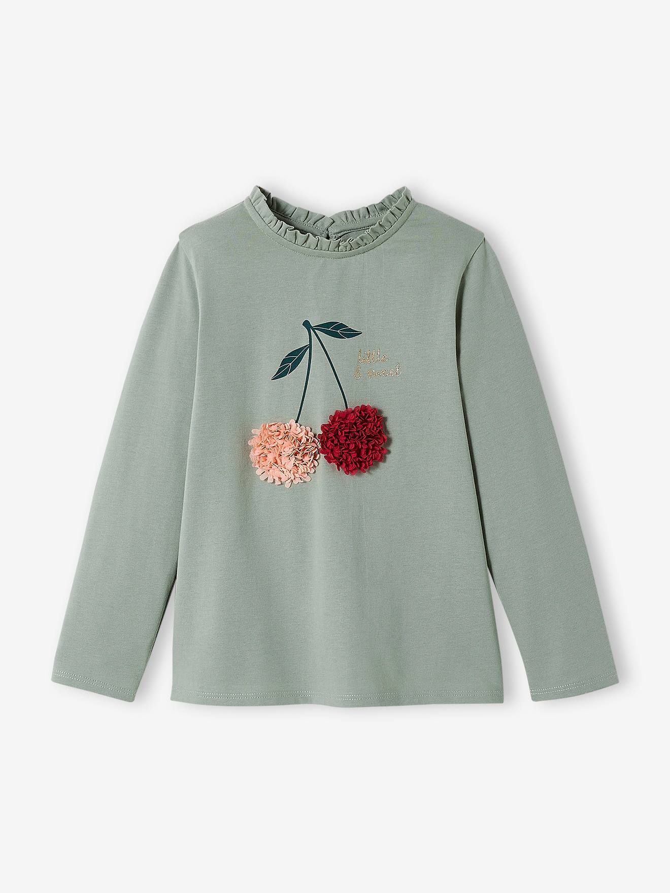 Vertbaudet Mädchen Shirt mit Rüschendetails - wollweiß