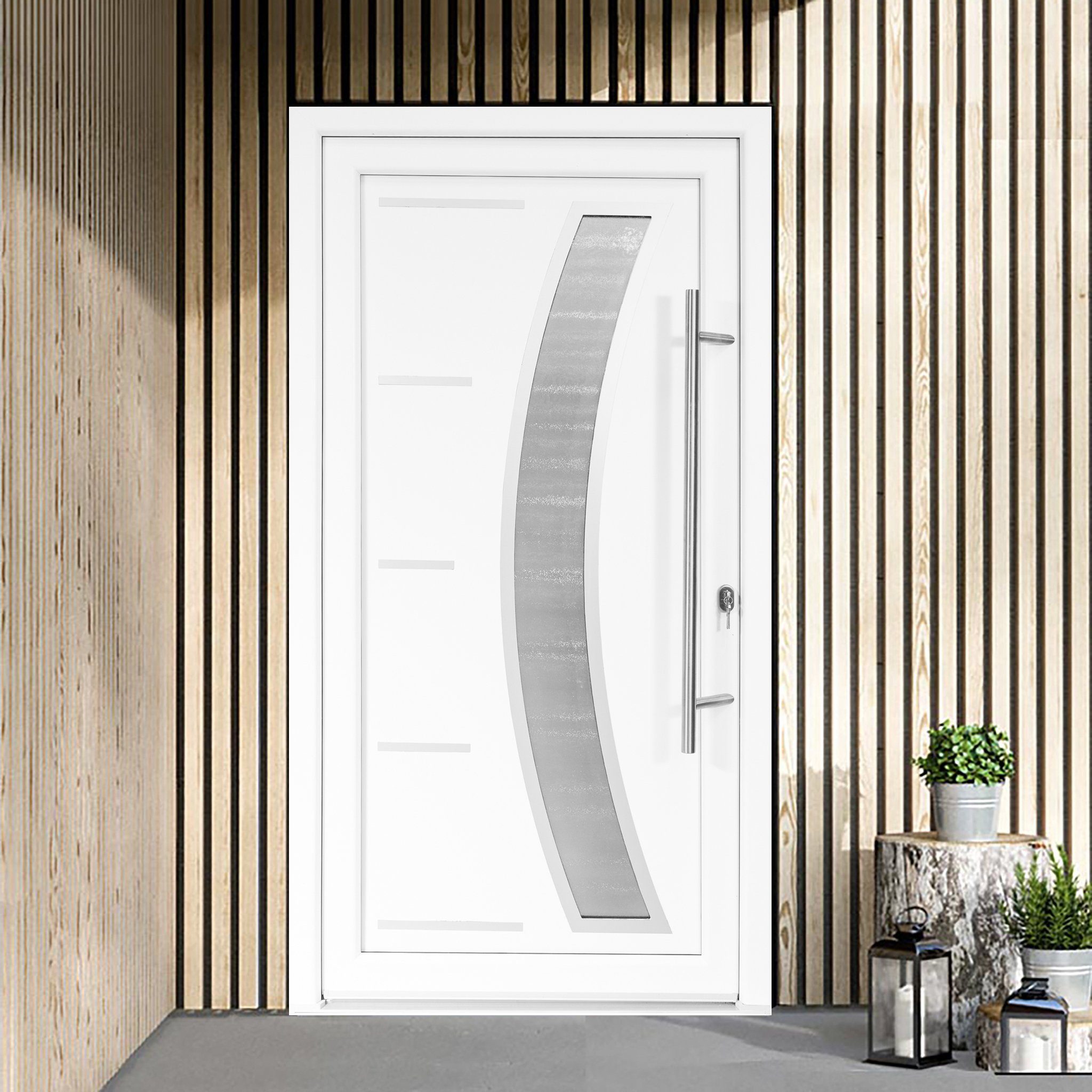 SN DECO GROUP Haustür Galia, E-Öffner, Stoßgriff (Komplett-Set), ROTO Typ 3RA