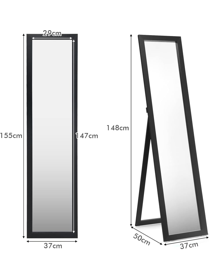 COSTWAY 2 in 1 Ganzkörperspiegel in Schwarz günstig kaufen 155 cm
