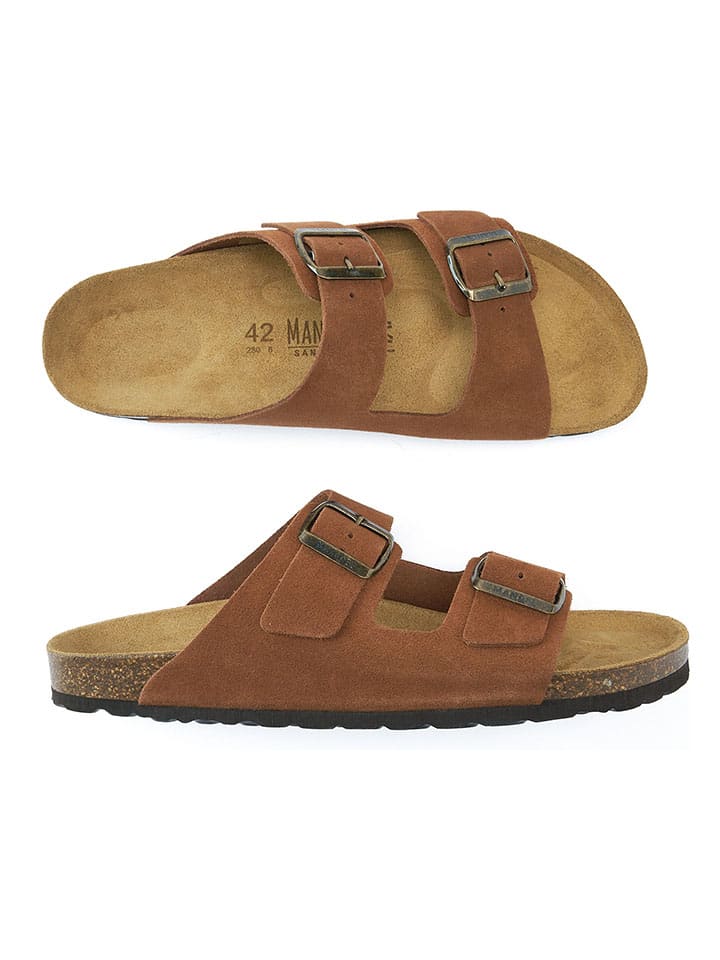 Mandel Leder-Pantoletten in Braun günstig kaufen