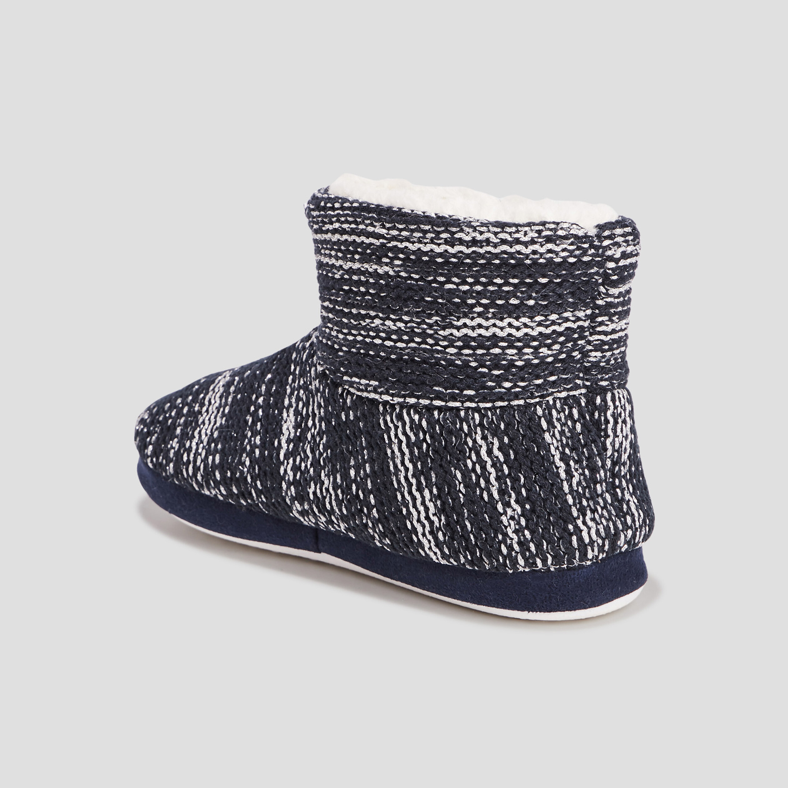 Chaussons bottines fourrées bleu marine femme | La Halle