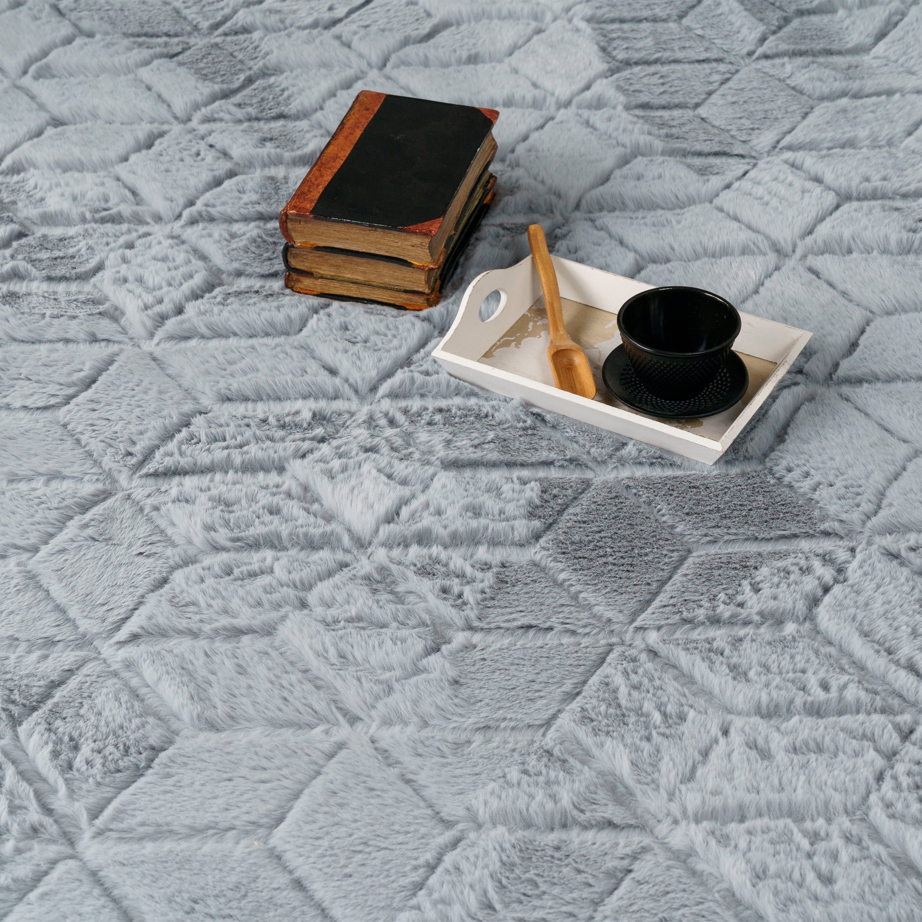 Hochflor-Teppich Arnheim 745, Paco Home, rechteckig, Höhe: 26 mm, Uni Farben, modernes geometrisches Design, besonders weich