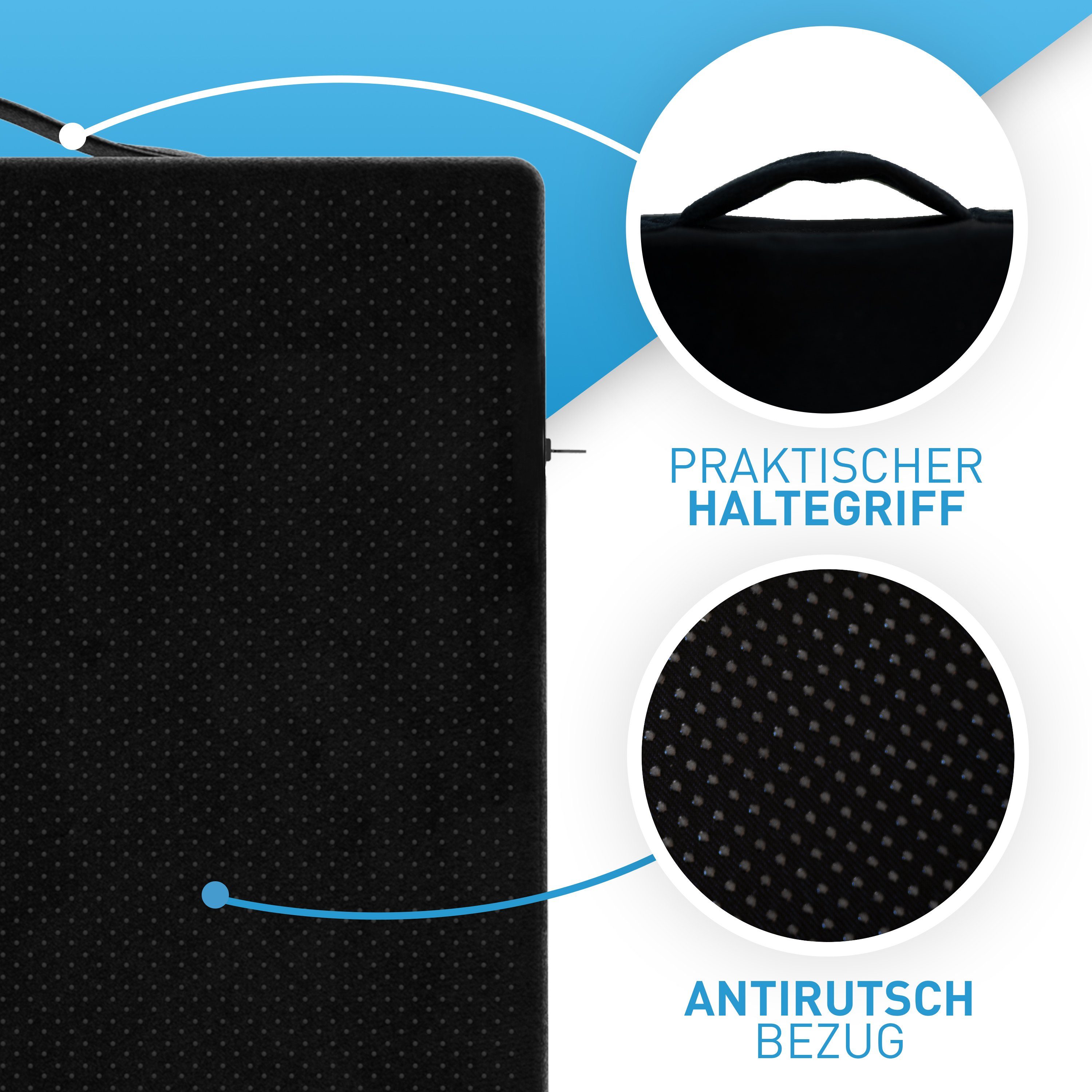 FLIPLINE® Keilkissen Stuhl mit atmungsaktivem Anti-Rutsch Samtbezug [optimaler Härtegrad], Keilkissen für Auto & Bürostuhl Home Office - Waschbar bei 30° Grad