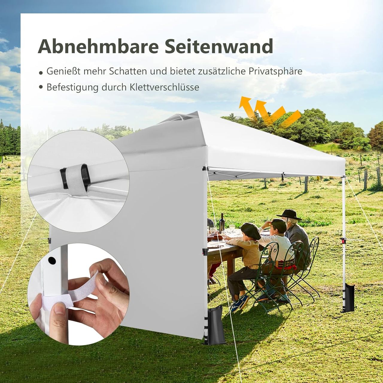 Costway 3x3m Pop Up Pavillon mit Seitenwand