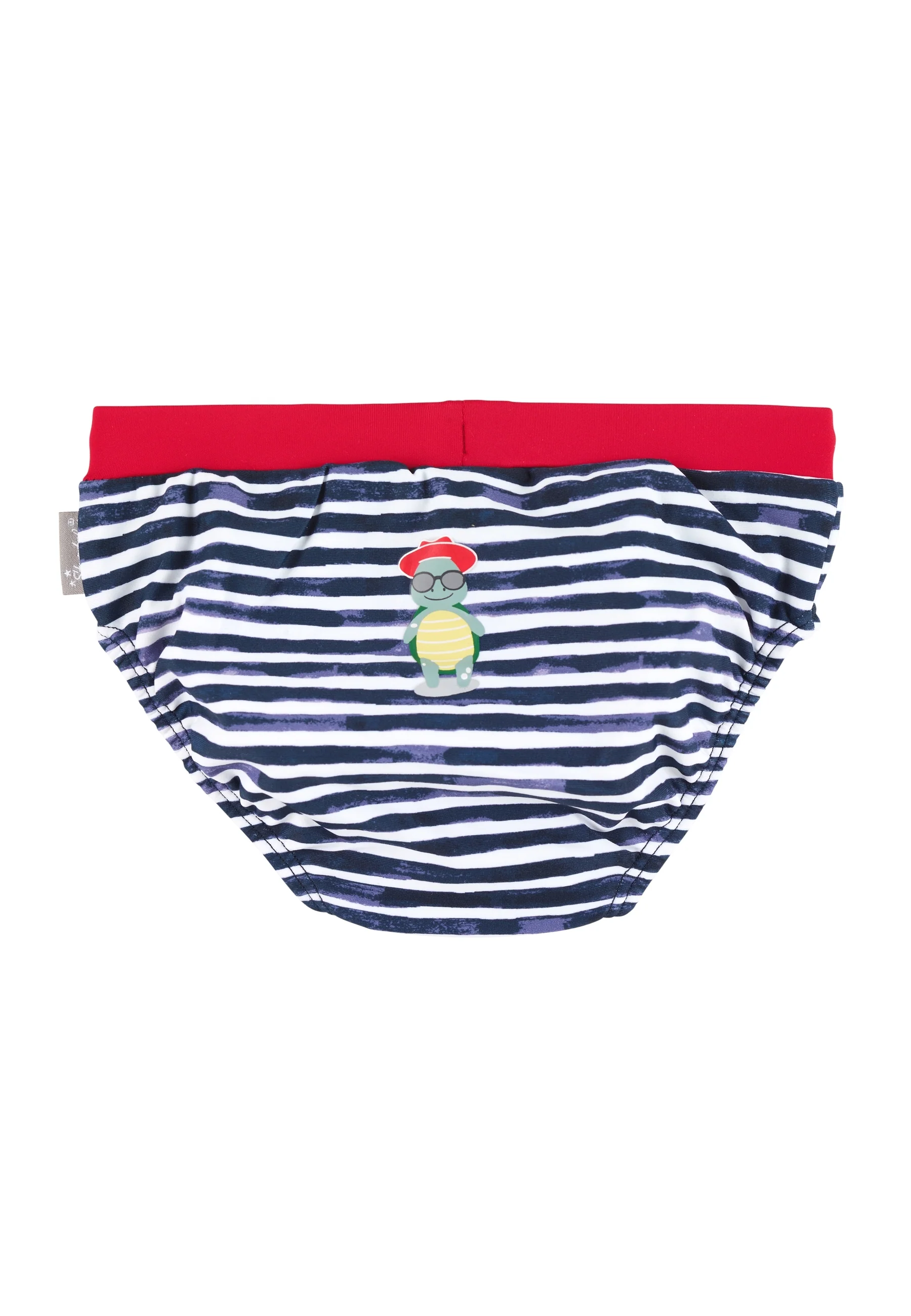 Badehose mit maritimem Streifen, Print Schildkröte