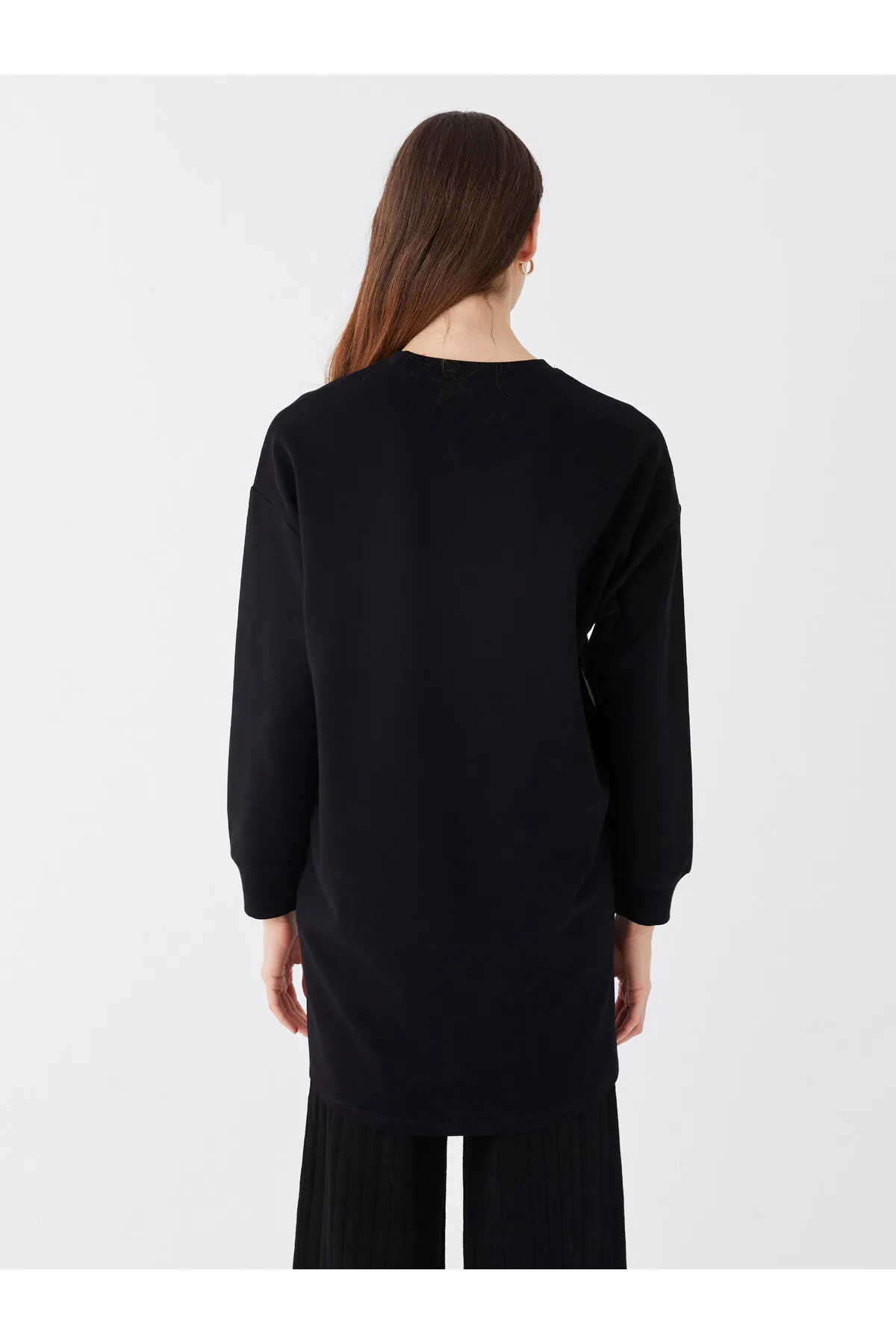 LC Waikiki  Rundhalsausschnitt, einfarbig, langärmelig, Oversize-Damen-Sweatshirt-Tunika