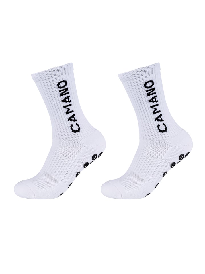 camano Sportsocken mit Grip Extrastark Anti Rutsch Fußballsocken Tennissocken Schweißabsorbierend Perfekter Sitz  Coolmax Netzbelüftung  verstärktem Fersen- und Zehenbereich 2er Pack function in Weiß günstig kaufen