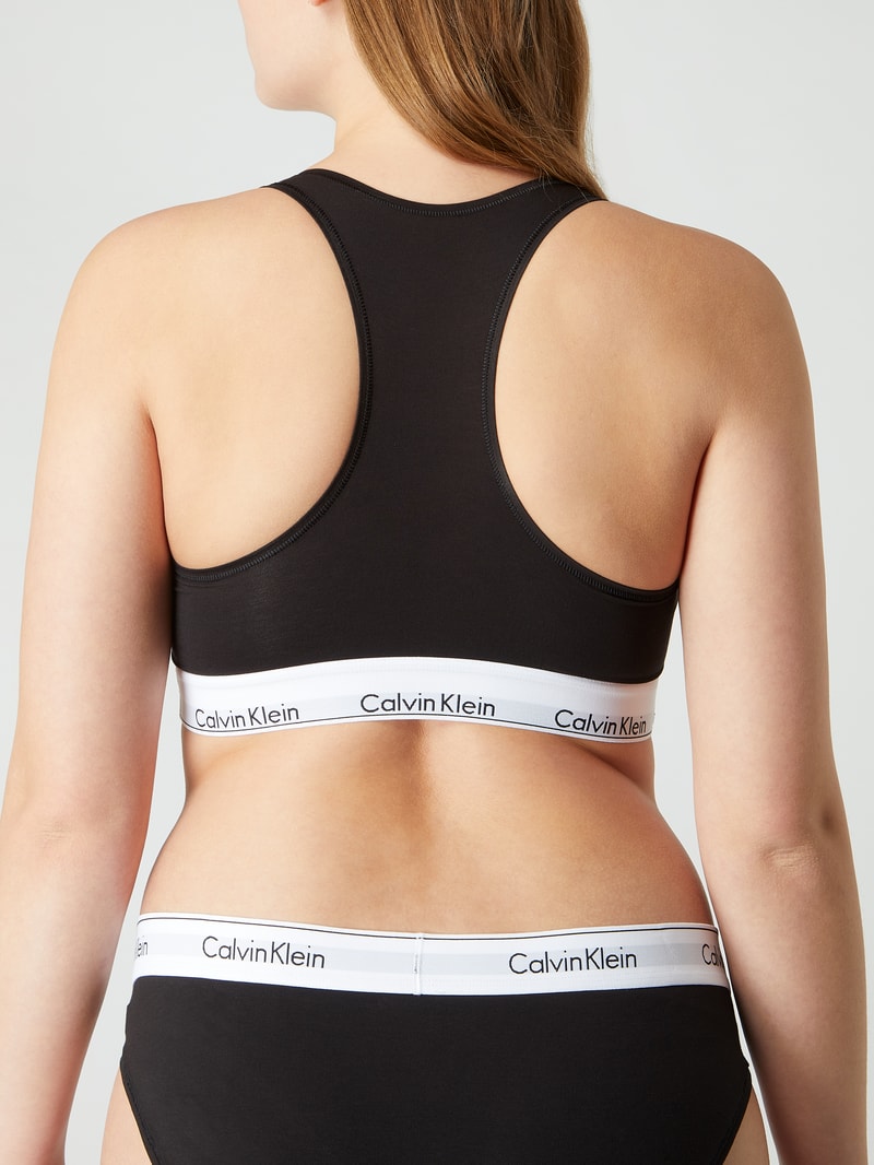 Bralette mit elastischem Logo-Bund in schwarz