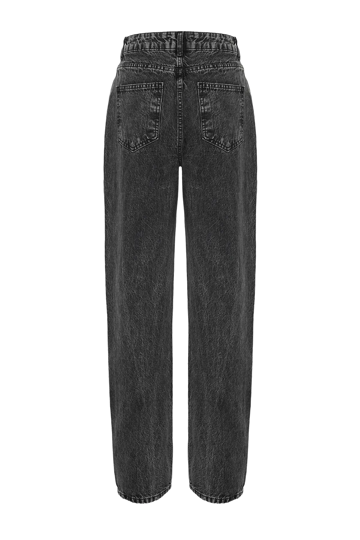 Trendyol Collection  Anthrazitfarbene Jeans mit hoher Taille und geradem Bein TWOAW24JE00173